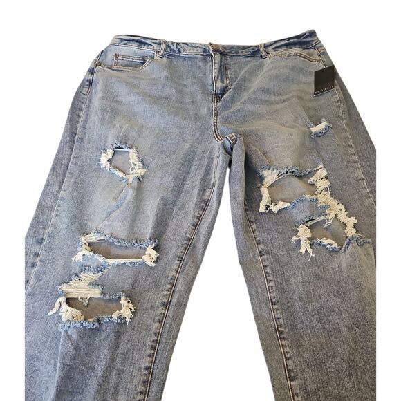 NWT Eloquii Wide Leg Distressed Denim Womens 18 High Rise Plus SZ Light Wash - Picture 4 of 13